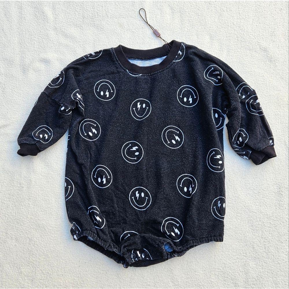 Brixton Phoenix Black and White Smiley Face Bubble Romper 12-18M